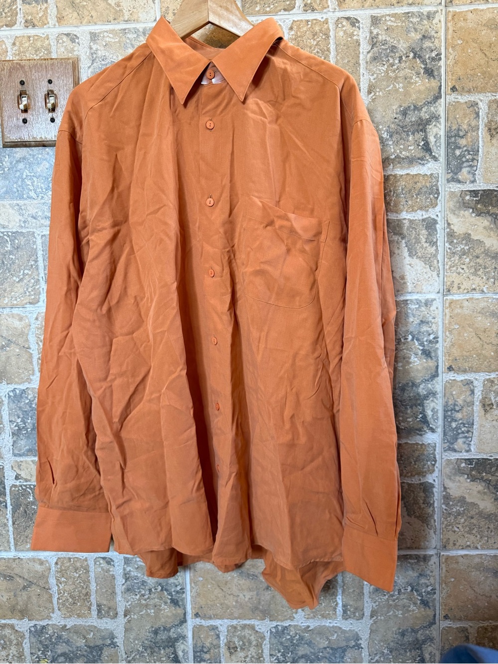 Nidekken Men’s Orange Button-Front Long Sleeve Dress Shirt NWOT Size XL